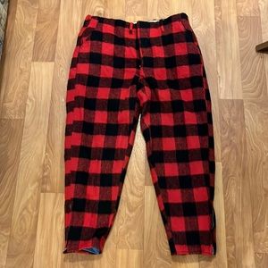 Vintage Winter Lined Plaid Wool pants